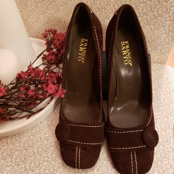 Franco Sarto  Retro  Style  Suede Leather Dress Shoes  Wedges 9 1/2M - Picture 11 of 12